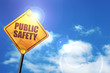 public safety, 3D rendering, glowing yellow traffic sign