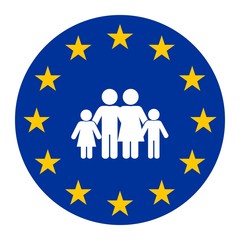 Canvas Print - Famille dans un drapeau européen