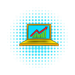 Poster - Monitor with business graph icon, comics style