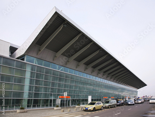 Plakat Międzynarodowy terminal Lotniska Chopina w Warszawie. Polska