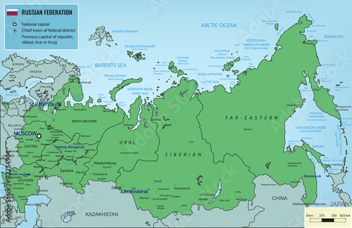Fotografia Russian Federation map with selectable territories. Vector