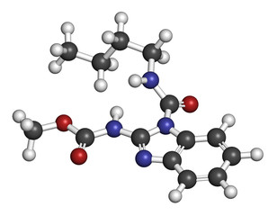 Poster - Benomyl fungicide molecule. 3D rendering. 