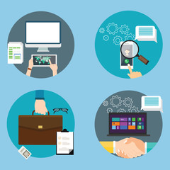 Aufkleber - computer technology icon business set contract search