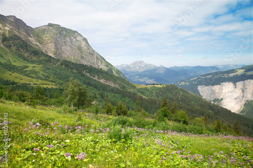 Fotografie, Obraz mountain landscape in the summer, Avoriaz, France