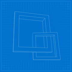 Aufkleber - Two rectangular 3D frames blueprint