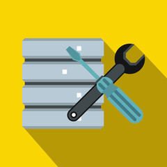 Poster - Database with screwdriverl and spanner icon