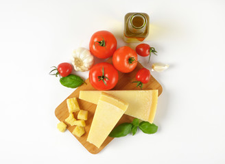 Wall Mural - parmesan cheese, vegetables and olive oil