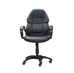 Modern office chair from black leather. Isolated