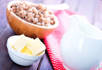 Wall Mural - buckwheat with milk and butter