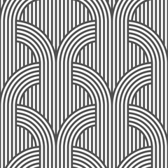 Wall Mural - black and white geometric striped seamless pattern - variation 5