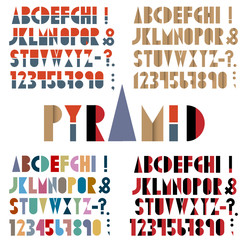 Poster - Four fonts, numbers and punctuation marks in retro style