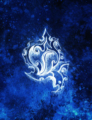 Poster - ornamental filigran drawing with frozen winter time feelingt, spiral and abstract linear structure pattern Color effect and Computer collage.
