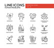 Human psychological problems- line design icons set