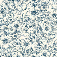 Wall Mural - Blue flowers vector