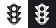 Vector traffic light icon. Two-tone version on black and white background