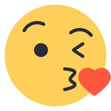 Face Throwing A Kiss - Flat Emoticon Design | Emojilicious