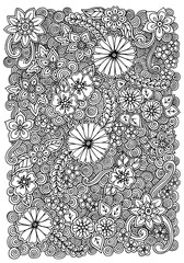 Pattern with flowers. Ornate zentangle texture, pattern with abs