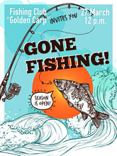 Hand Drawn Advertising Fishing Poster