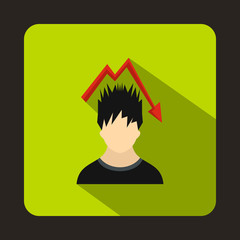 Poster - Man with falling red graph over head icon