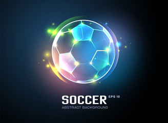 Wall Mural - football with sparkling light abstract background