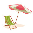 Deckchair with sunshade on the beach