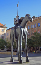 Statue Of Rider On Horse With Disproportionate Legs