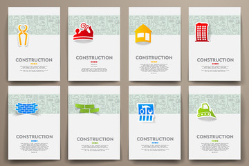 Wall Mural - Corporate identity vector templates set with doodles construction theme