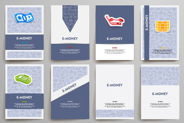 Poster - Corporate identity vector templates set with doodles e-money theme