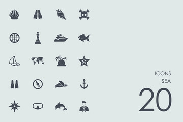 Wall Mural - set of sea icons
