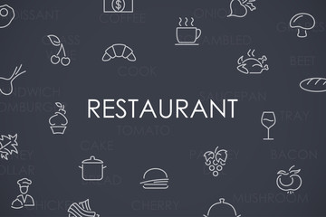 Wall Mural - Restaurant Thin Line Icons