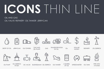 Canvas Print - Oil and Gas Thin Line Icons