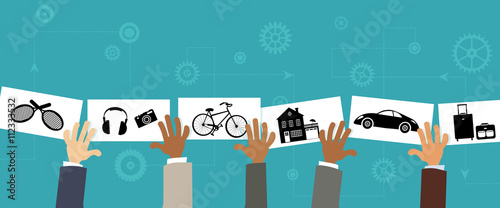 Cuadros en Lienzo Sharing economy, conceptual vector illustration, EPS8, no transparencies