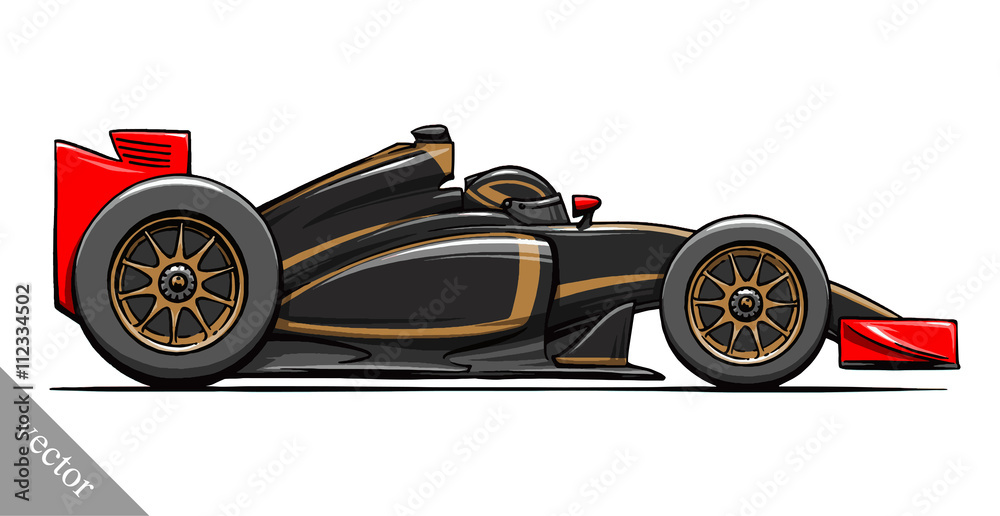 child's funny cartoon formula race car vector illustration art Stock ...