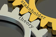 stakeholder theory concept on the gearwheels, 3D rendering