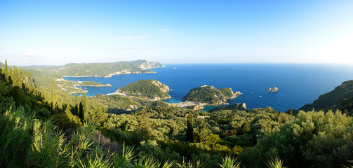 Wall Mural - The view on a bay in a heart shape and beach, Corfu, Greece