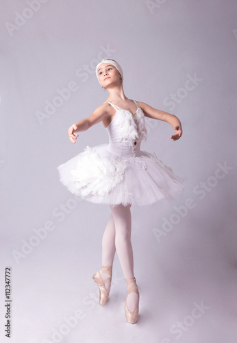 Fotografie, Tablou Ballerina is dancing on a white background