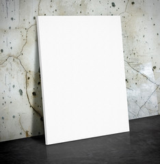 Leinwandbilder - Blank white paper poster on the crack concrete wall and black ce