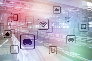 Poster - smart transportation, wireless communication network, abstract image visual