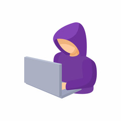 Poster - Hooded computer hacker with laptop icon