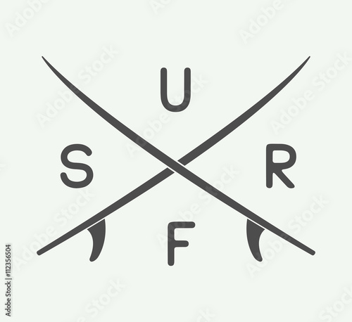 Fotomural Vintage surfing logo, emblem, poster, label or print
