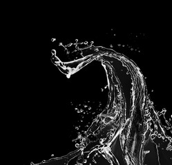 Wall Mural - Blue water splash isolated on black background