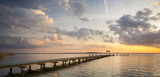 Fototapeta Fototapety pomosty - Zachód słońca nad jeziorem,drewniany pomost