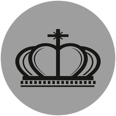 Poster - Crown sign icon. King hat symbol. Gray circle button with icon. Vector