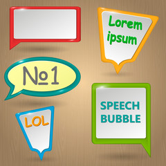Poster - Colorful text speech bubbles as eps10 vector icon emblem of talking or having conversation, communication illustration clip-art