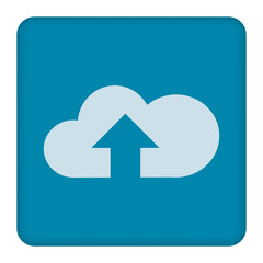 Poster - Upload from cloud icon. Upload button. Flat design style.