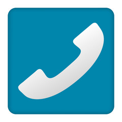 Poster - White phone icon on blue background Vector illustration
