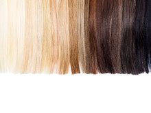 Partly Isolated Palette Samples Of Dyed Hair From Blond To Black