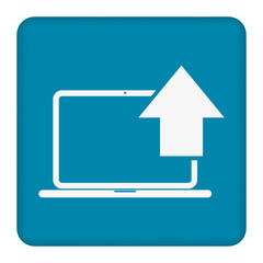 Poster - Upload Container vector icon. Style is bicolor flat symbol, blue and white colors