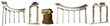 Collection of different ancient Greek columns isolated on a white background