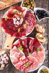 Wall Mural - assorted meat and salami